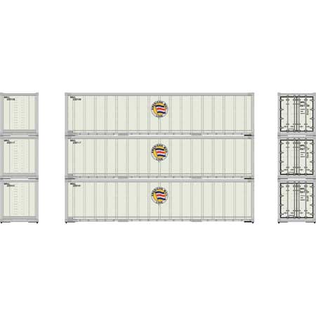 Athearn 63388 HO Scale 40' Smooth Side Container American Mail Line AML 3 Pack #2