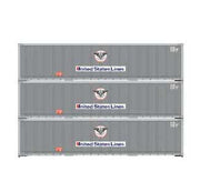 Athearn 63389 HO Scale 40' Smooth Side Container United States Line USLU 3 Pack #1