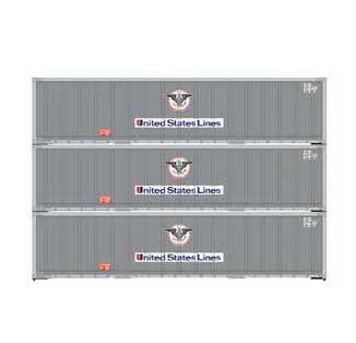 Athearn 63390 HO Scale 40' Smooth Side Container United States Line USLU 3 Pack #2