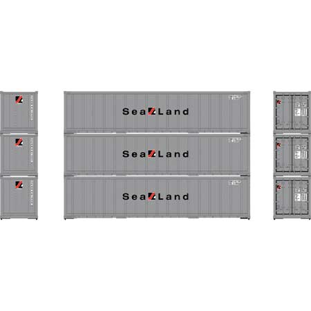 Athearn 63392 HO Scale 40' Smooth Side Container Sealand SEAU 3 Pack #2