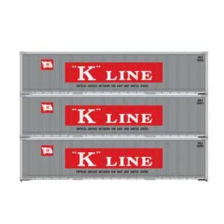 Athearn 63393 HO Scale 40' Smooth Side Container K Line KKLU 3 Pack #1