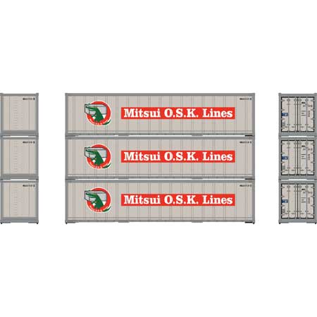 Athearn 63396 HO Scale 40' Smooth Side Container Mitsui OSK Lines MOLU 3 Pack #2