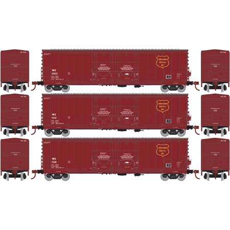 Athearn 67735 HO Scale RTR 50' Evans Double Door Boxcar Wisconsin Central WC 3 Pack