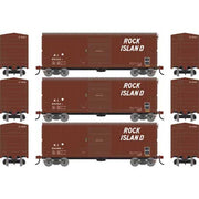 Athearn 67741 HO Scale RTR 40' Modernized Boxcar Rock Island RI 3 Pack