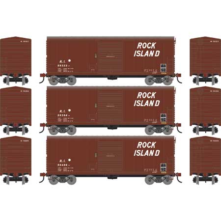 Athearn 67741 HO Scale RTR 40' Modernized Boxcar Rock Island RI 3 Pack