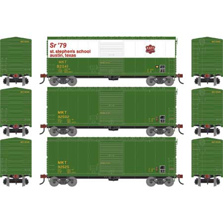 Athearn 67750 HO Scale RTR 40' Modernized Boxcar Missouri Kansas Texas MKT 3 Pack