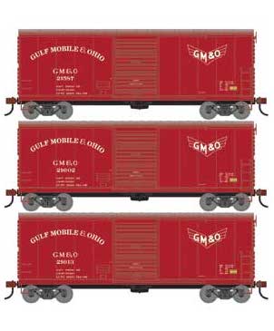 Athearn 67756 HO Scale RTR 40' Modernized Boxcar Gulf Mobile Ohio GM&O 3 Pack