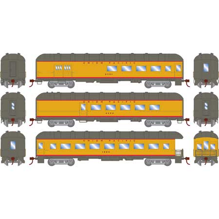 Athearn 73037 HO Scale Arch Roof Passenger 3 Car Set Union Pacific UP