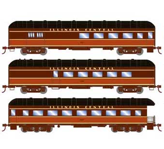 Athearn 73039 HO Scale Arch Roof Passenger 3 Car Set Illinois Central IC