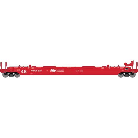 Athearn 7435 HO Scale 48' Husky Stack Well Car Northwest Container NWCX 981