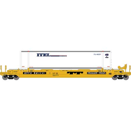 Athearn 7437 HO Scale 48' Husky Stack Well Car Trailer Train DTTX 56114 with ITEL Container