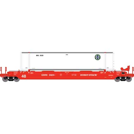 Athearn 7439 HO Scale 48' Husky Stack Well Car GBRX 2424 with BNSF Container