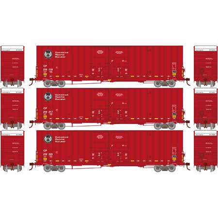 Athearn 75264 HO Scale 60' Gunderson High Cube Boxcar Canadian Pacific CP 3 Pack