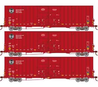 Athearn 75264 HO Scale 60' Gunderson High Cube Boxcar Canadian Pacific CP 3 Pack