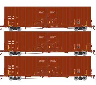 Athearn 75268 HO Scale 60' Gunderson High Cube Boxcar GACX 3 Pack