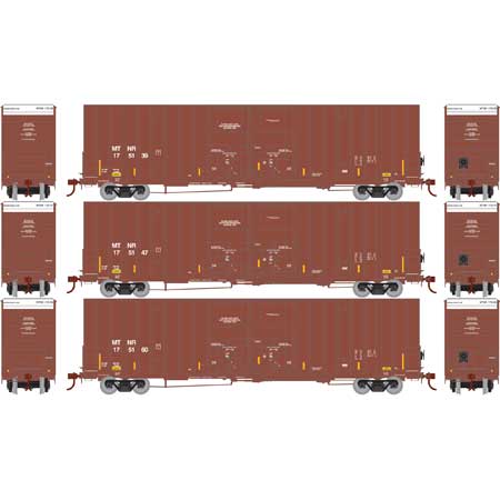 Athearn 75272 HO Scale 60' Gunderson High Cube Boxcar Mississippi & Tennessee MTNR 3 Pack