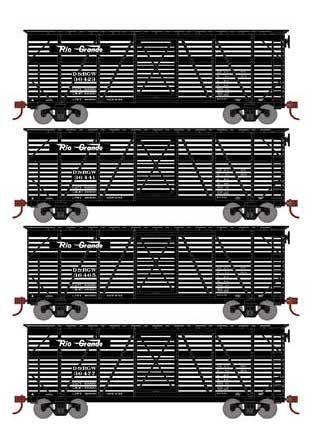 Athearn 75997 HO Scale 40' Stock Car Rio Grande D&RGW 4 Pack