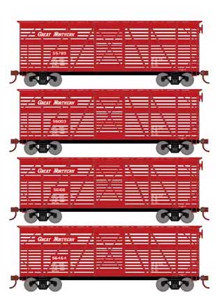 Athearn 76000 HO Scale 40' Stock Car Great Northern GN 4 Pack