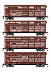 Athearn 76003 HO Scale 40' Stock Car Missouri Pacific MP 4 Pack