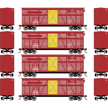Athearn 76006 HO Scale 40' Stock Car Texas & Pacific T&P 4 Pack