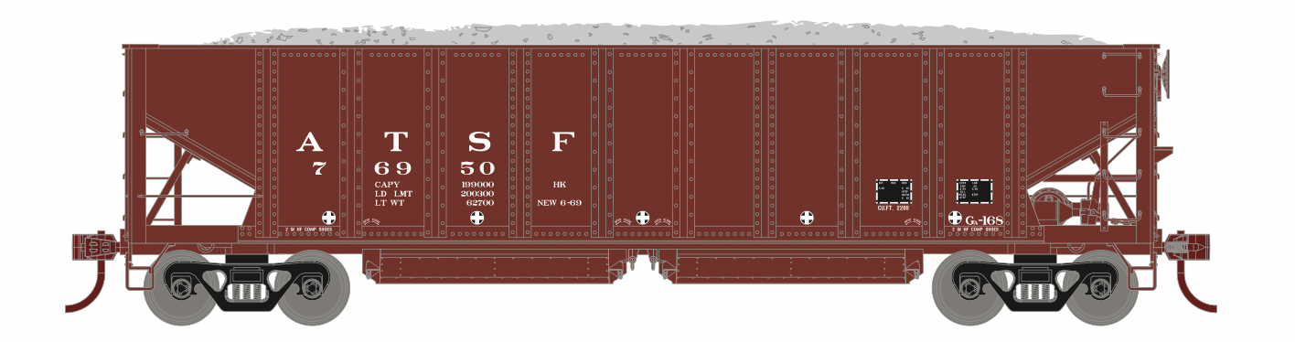 Athearn 7634 HO Scale 40' Ballast Hopper Santa Fe ATSF 4 Pack #1