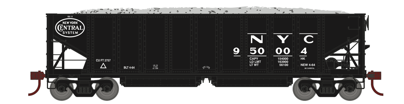 Athearn 7643 HO Scale 40' Ballast Hopper New York Central NYC 4 Pack #1