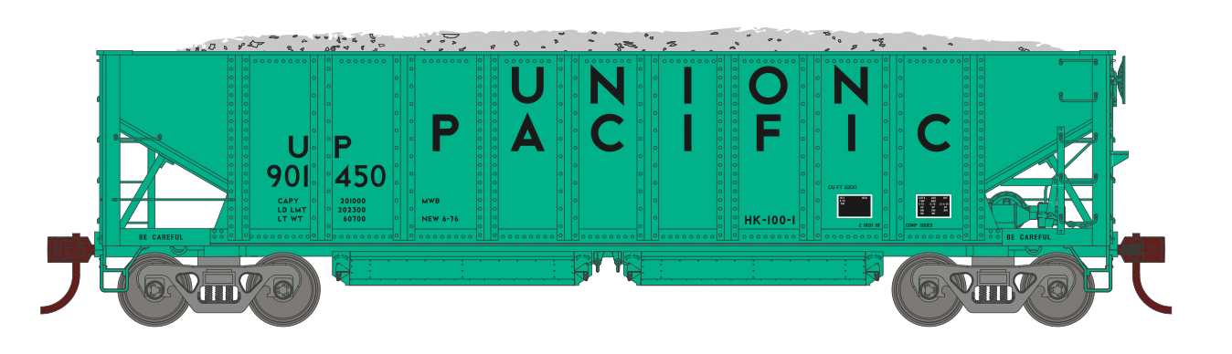 Athearn 7650 HO Scale 40' Ballast Hopper Union Pacific UP 4 Pack #2