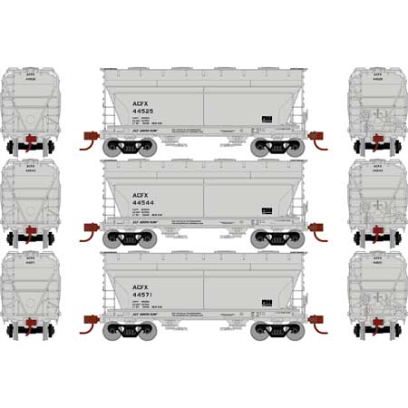 Athearn 81058 HO Scale ACF 2970 2 Bay Covered Hopper ACF Leasing ACFX 3 Pack