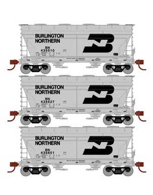 Athearn 81061 HO Scale ACF 2970 2 Bay Covered Hopper Burlington Northern BN 3 Pack