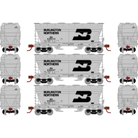 Athearn 81061 HO Scale ACF 2970 2 Bay Covered Hopper Burlington Northern BN 3 Pack