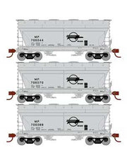 Athearn 81070 HO Scale ACF 2970 2 Bay Covered Hopper Missouri Pacific MP 3 Pack