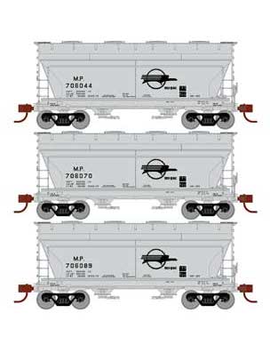 Athearn 81070 HO Scale ACF 2970 2 Bay Covered Hopper Missouri Pacific MP 3 Pack