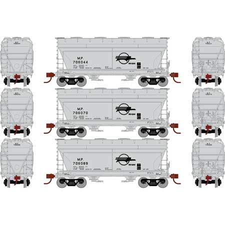 Athearn 81070 HO Scale ACF 2970 2 Bay Covered Hopper Missouri Pacific MP 3 Pack