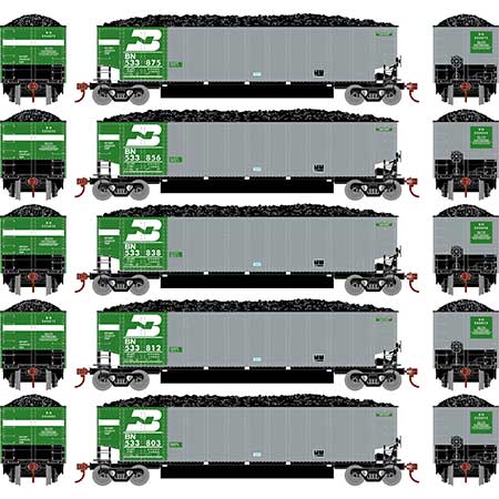 Athearn 81593 HO Scale BethGon Coalporter Burlington Northern BN 5 Pack #2