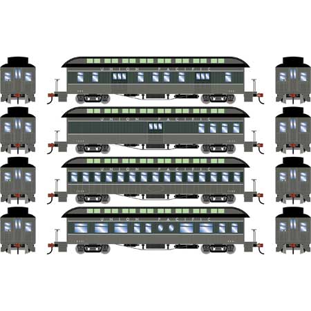 Athearn 84842 HO Scale Overland Passenger Car 4 Pack Union Pacific UP