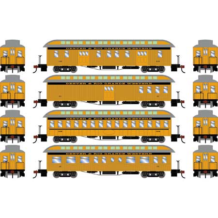 Athearn 84844 HO Scale Overland Passenger Car 4 Pack Denver & Rio Grande Western D&RGW