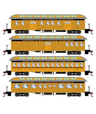 Athearn 84844 HO Scale Overland Passenger Car 4 Pack Denver & Rio Grande Western D&RGW