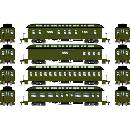 Athearn 84857 HO Scale Overland Passenger Car 4 Pack Great Northern GN