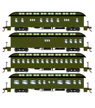 Athearn 84857 HO Scale Overland Passenger Car 4 Pack Great Northern GN