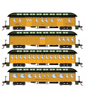 Athearn 84865 HO Scale Overland Passenger Car 4 Pack Virginian & Truckee V&T
