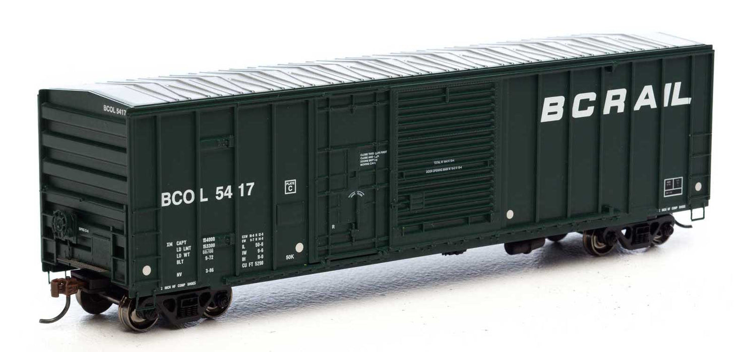Athearn 87198 HO Scale RTR 50' FMC Combo Door Boxcar, British Columbia Railway BC Rail #5417