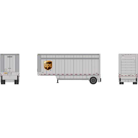 Athearn 90212 HO Scale 28' Drop Sill Parcel Trailer UPS Shield 348292