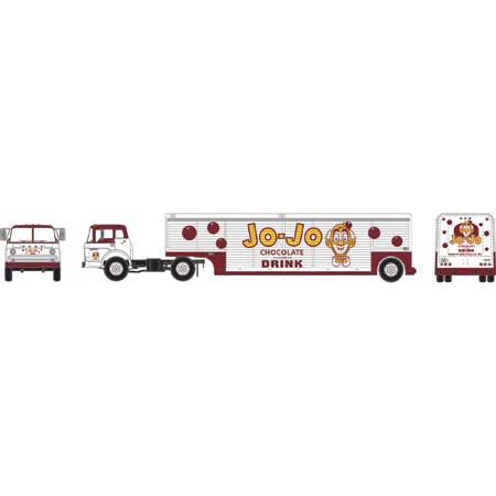 Athearn 92465 HO Scale Ford C Tractor with Trailer Jo-Jo Chocolate Drink 124/1003