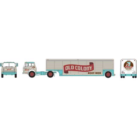 Athearn 92466 HO Scale Ford C Tractor with Trailer Old Colony Root Beer 07/108