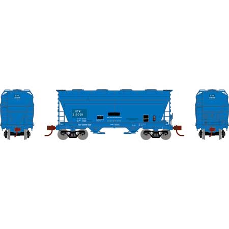Athearn 93454 HO Scale ACF 2970 2 Bay Covered Hopper Grand Trunk Western "Primed for Grime" GTW 315059