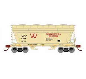 Athearn 93463 HO Scale ACF 2970 2 Bay Covered Hopper Winchester Western W&W 4508