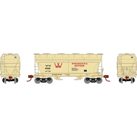 Athearn 93464 HO Scale ACF 2970 2 Bay Covered Hopper Winchester Western W&W 4525