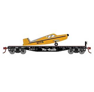 Athearn 96448 HO Scale 40' Flatcar with Plane Rio Grande D&RGW 23030