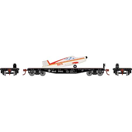 Athearn 96453 HO Scale 40' Flatcar with Plane Baltimore & Ohio B&O 7012