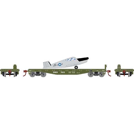 Athearn 96454 HO Scale 40' Flatcar with Air Force Plane DODX 7003